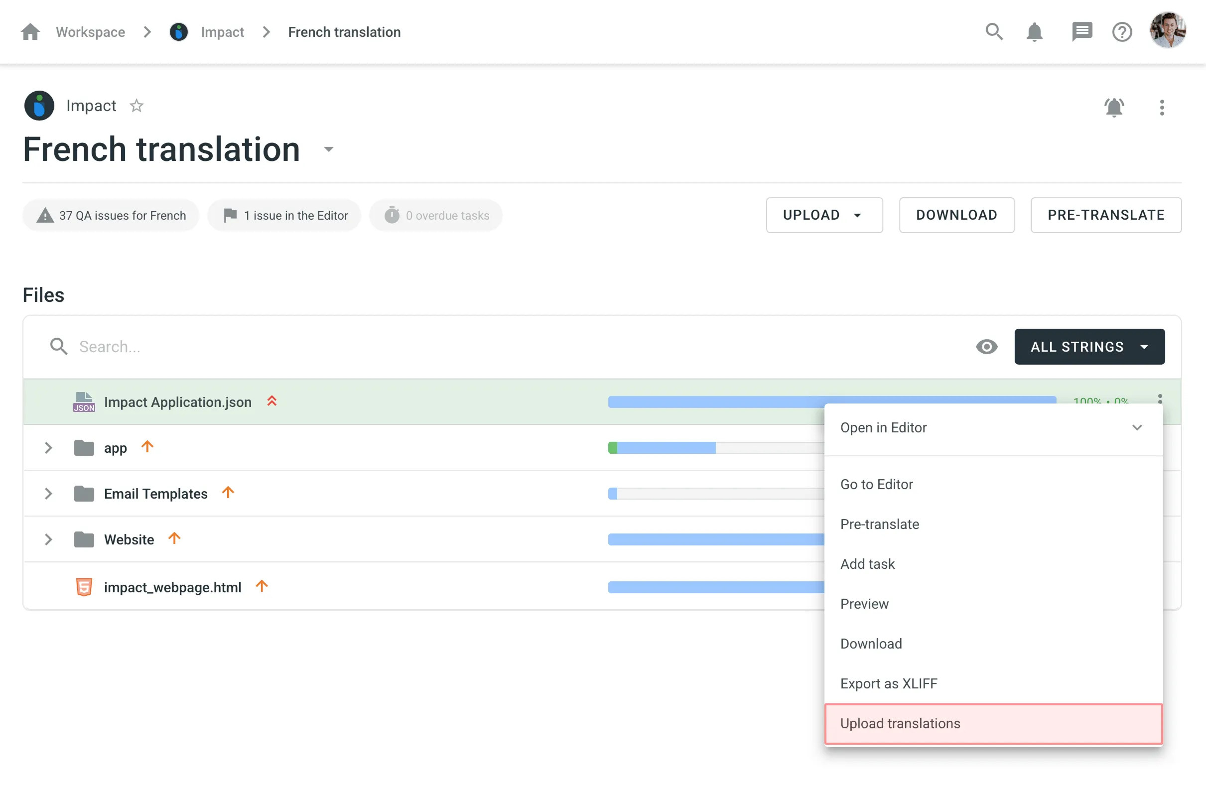 Upload Translations